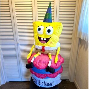 Nickelodeon Sponge Bob Square Pants Happy Birthday Air Blown Inflatable 4' Tall